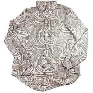 Princess Polly Button-Up Top Swirl‎ Print Long Sleeve Shirt Neutral Size 2